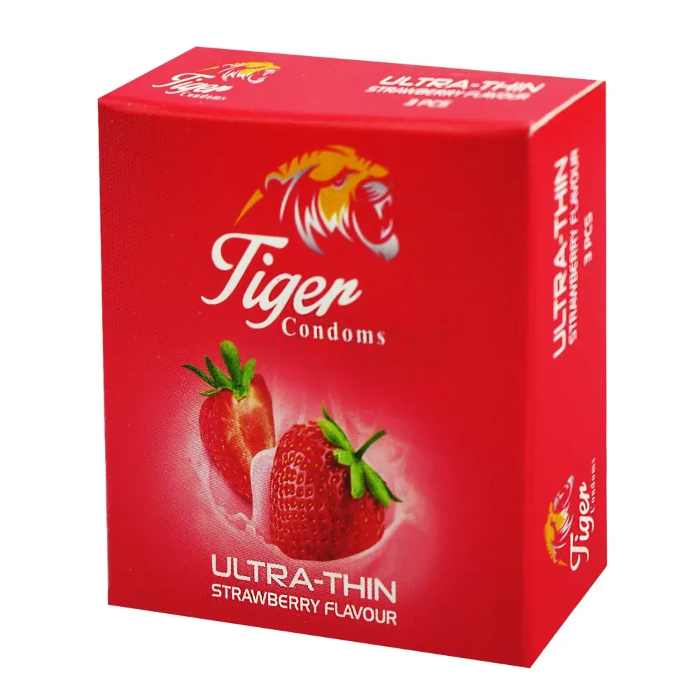 Tiger Strawberry Flavoured Condom - (1 Box)