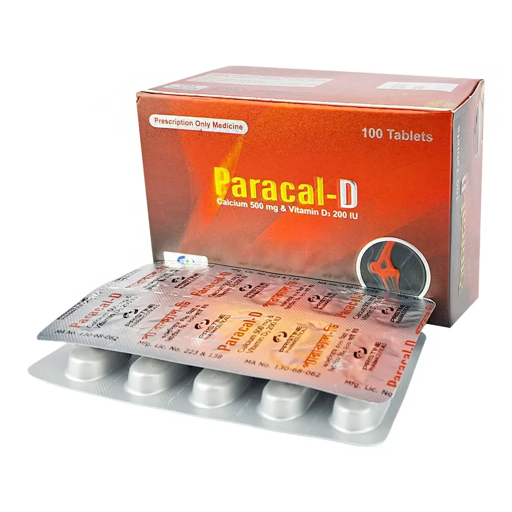 Paracal D Strip - 500 mg + 200 IU (100 Pcs)